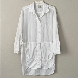 Malia Mills White Button-Up Tunic with Pockets in Size 6